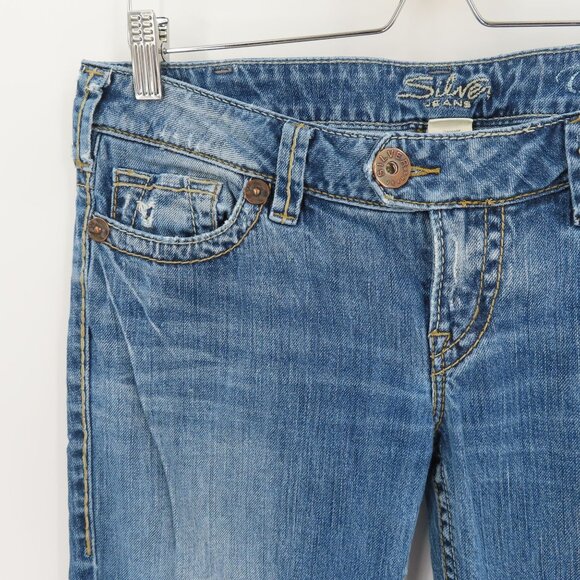 Silver Womens 30 Tuesday Distressed Denim Jeans Bootcut Boot Cut Cotton Blend - Picture 3 of 15